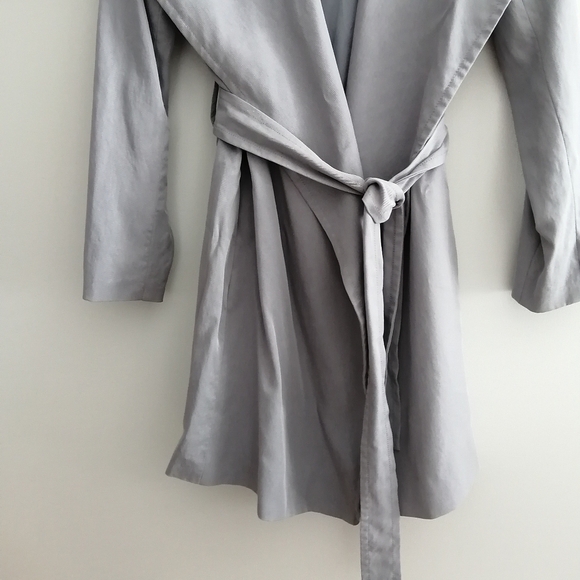 Club Monaco Hanne Wrap Trench Coat Light Gray Lyocell with Waist Belt XS - Picture 7 of 16